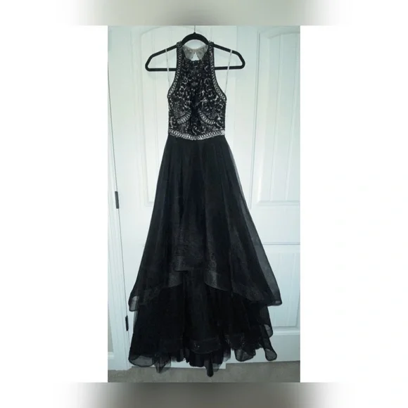 open lace back dress Two Tone Prom Dress with Pockets,A-Line Satin Prom Dress,PD00353, US16W / Red
